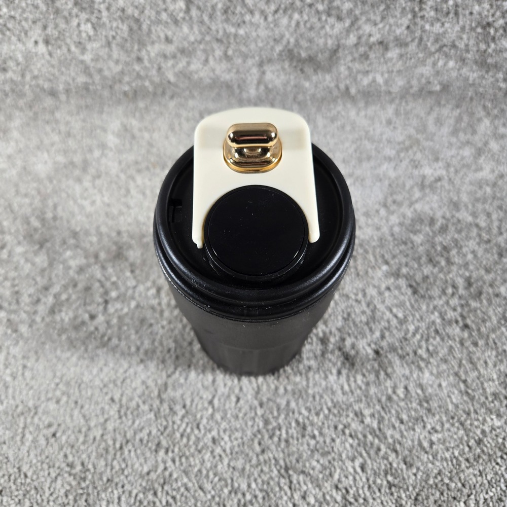 Travel Tumbler Black Matte Insulated Stainless Steel Gold‎ Trim w Temp Display